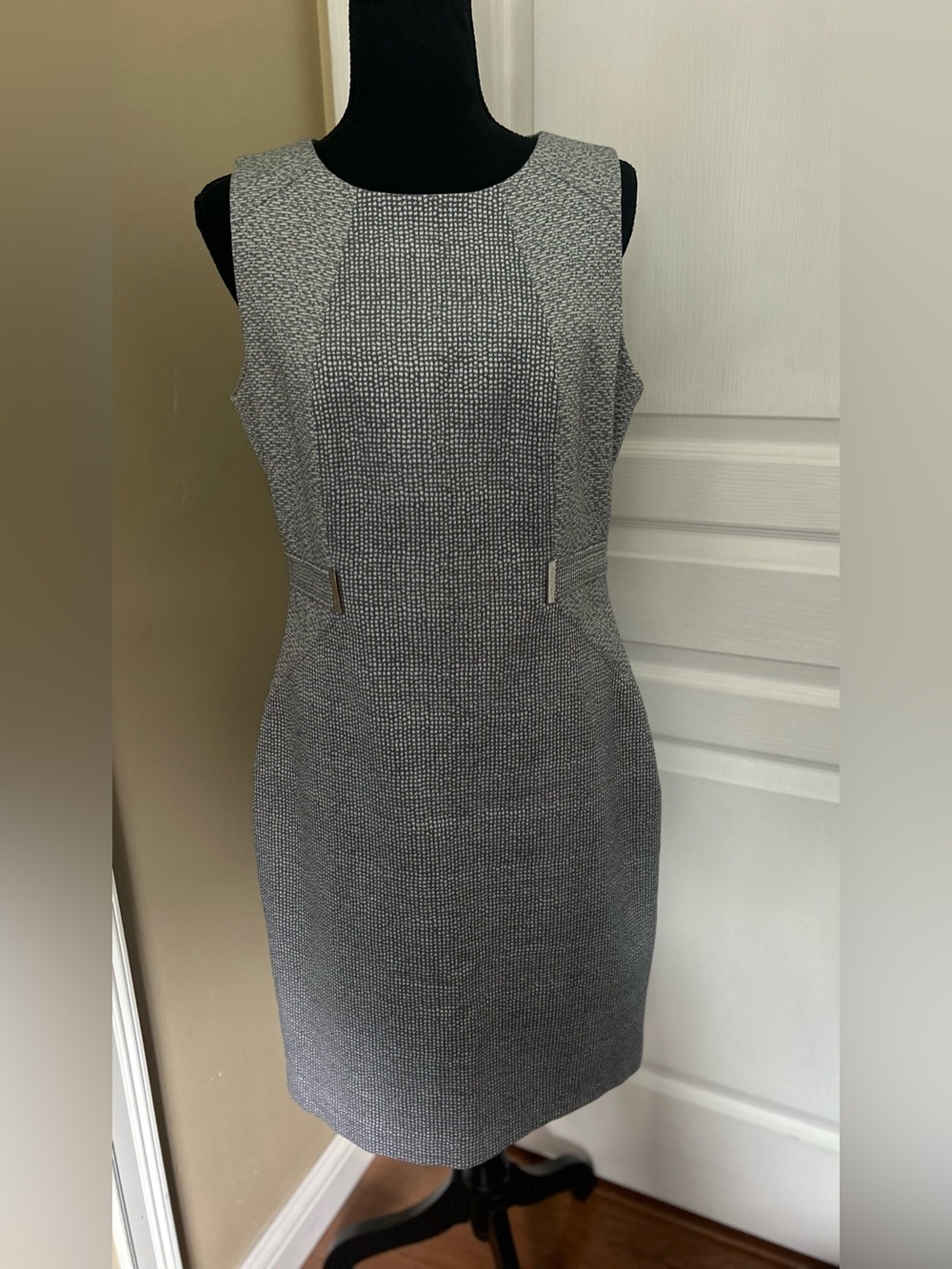 Calvin Klein Gray Sleeveless Sheath Midi Dress